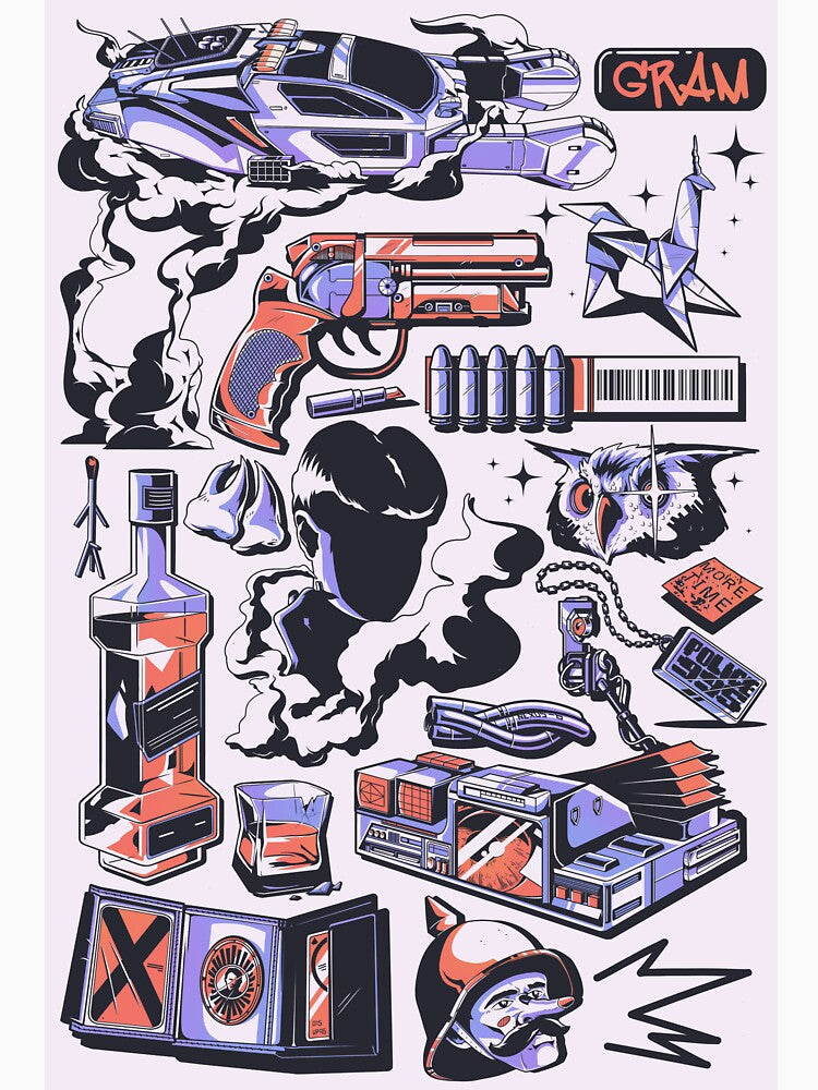Retro Futuristic Cyberpunk Tech Design by Gram-exe