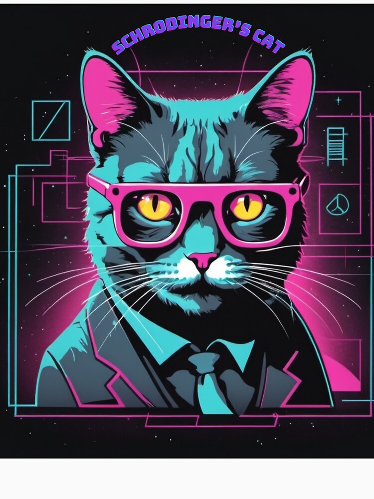 Retrowave Schrodinger's cat funny t-shirt by NebulaLabs