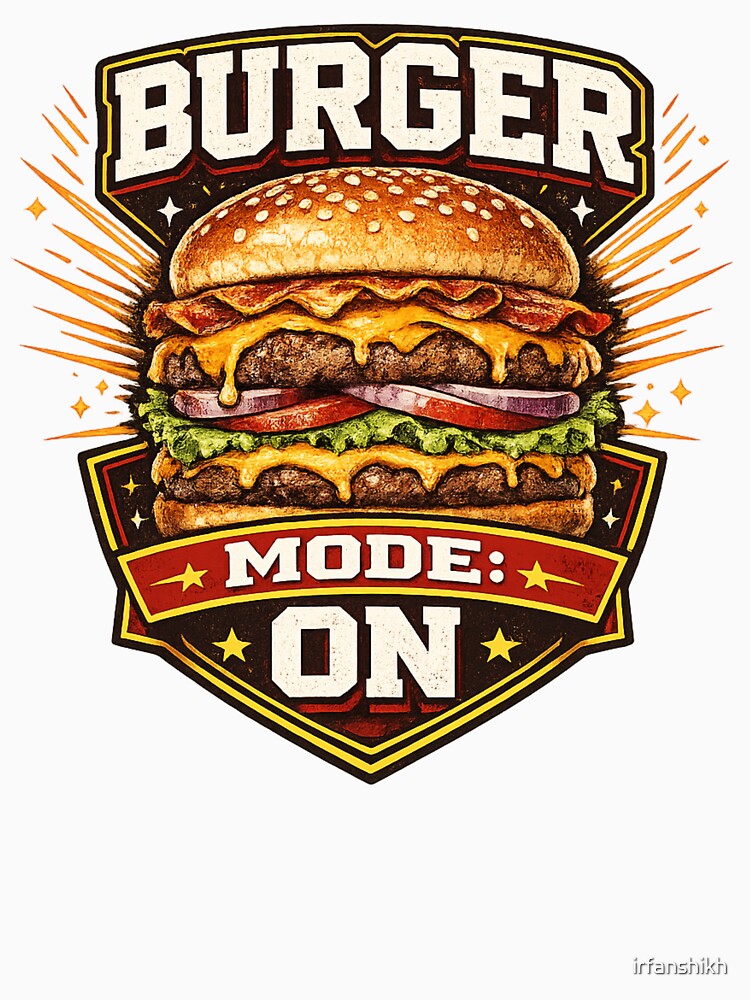 Burger Mode On: Activation Badge Gaming Lifestyle Motivation by irfanshikh