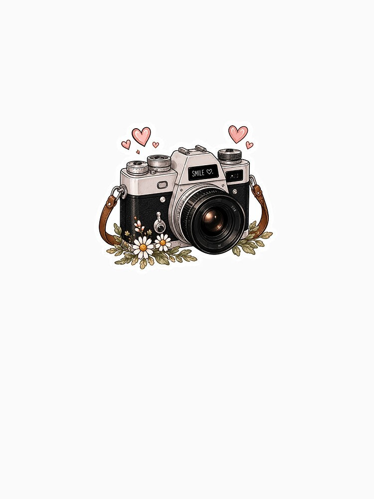 Cute Vintage Camera Sticker | Retro Floral Photography Aesthetic by PopStickerLab22