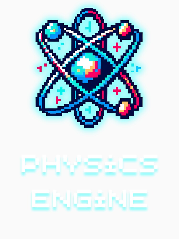 Physics Engine - Neon Blue Atom Symbol Pixel Art by JonyDG