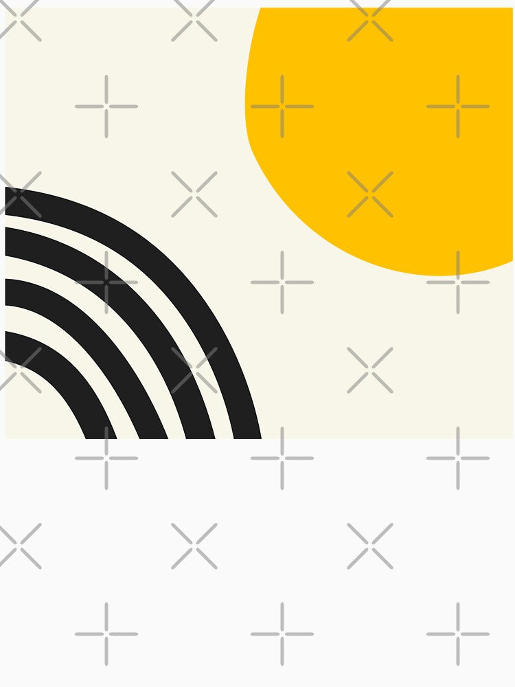 Mid century modern circle and lines in yellow by CherieTree
