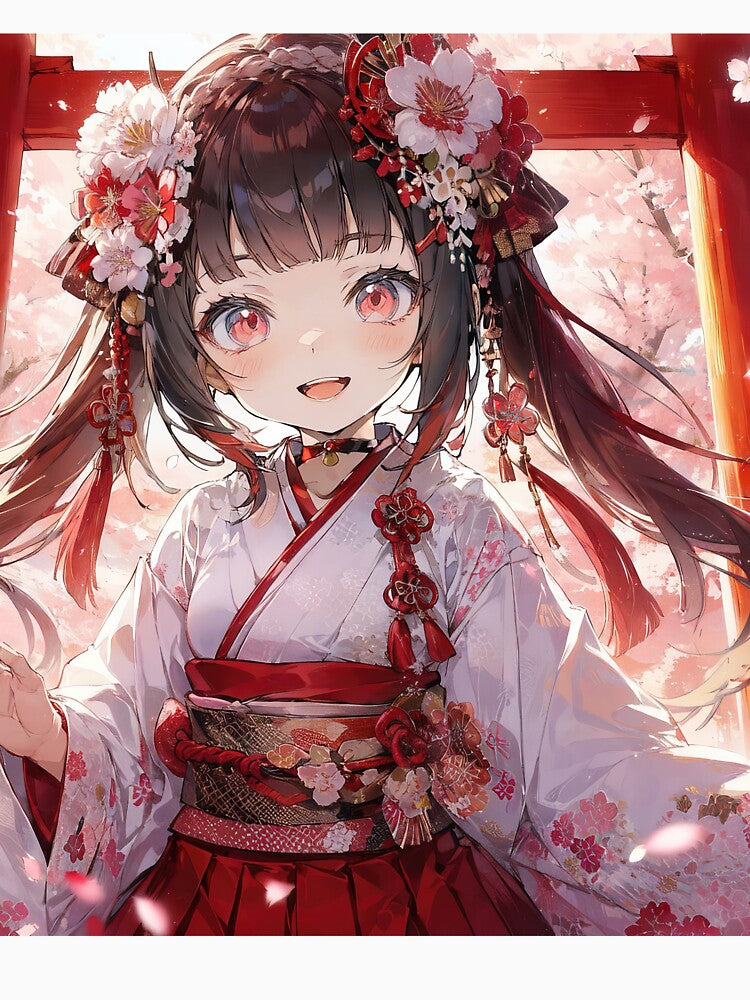 Anime girl in kimono in Chinese temples art by TheArtistOf2022