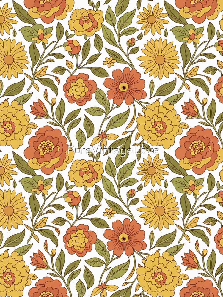Vintage 70s Style Floral Pattern by PureVintageLove