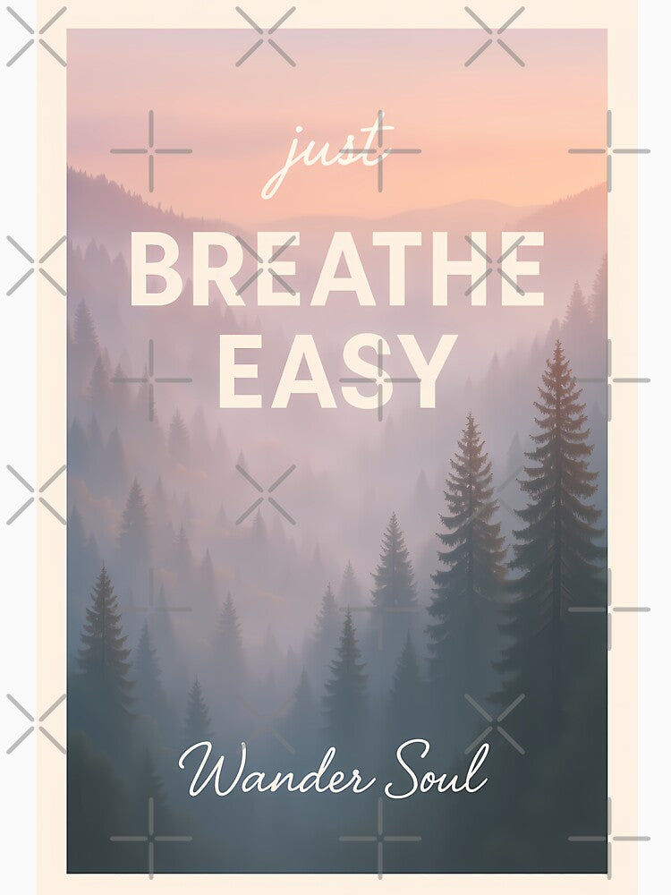 Just Breathe Easy | Modern Minimal Typography Wall Art | Positive Mindset Quote Print | Calm Contemporary Wellness Decor by PaintedPixels01