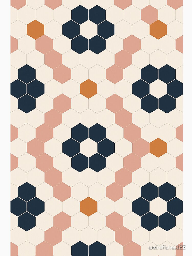 Vintage Hex Tile Pattern in Earth Tones by weirdfishes123