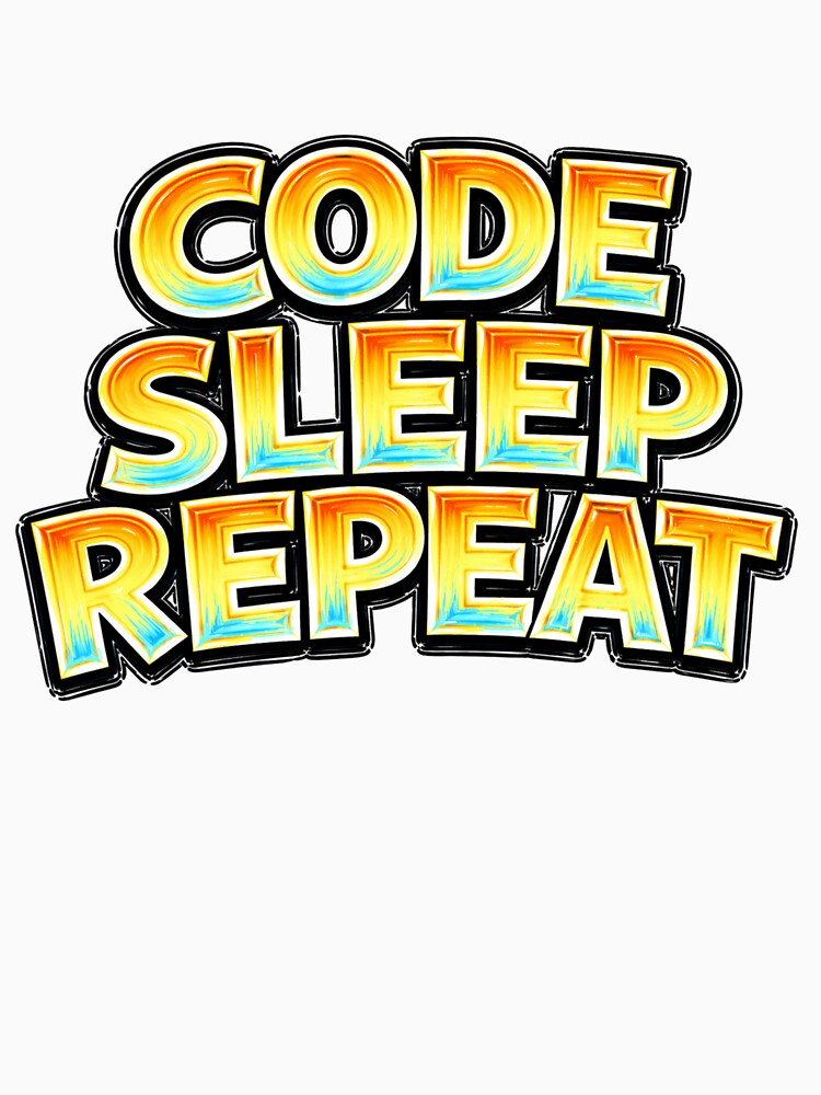 CODE SLEEP REPEAT – hand drawn childlike typography by Mac Sketches