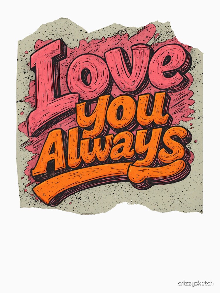 Retro 1970s Valentine Typography – Love You Always Groovy Design by crizzysketch