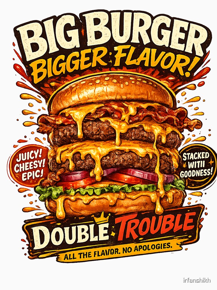 Big Burger Bigger Flavor: Double Trouble All The Flavor Design by irfanshikh