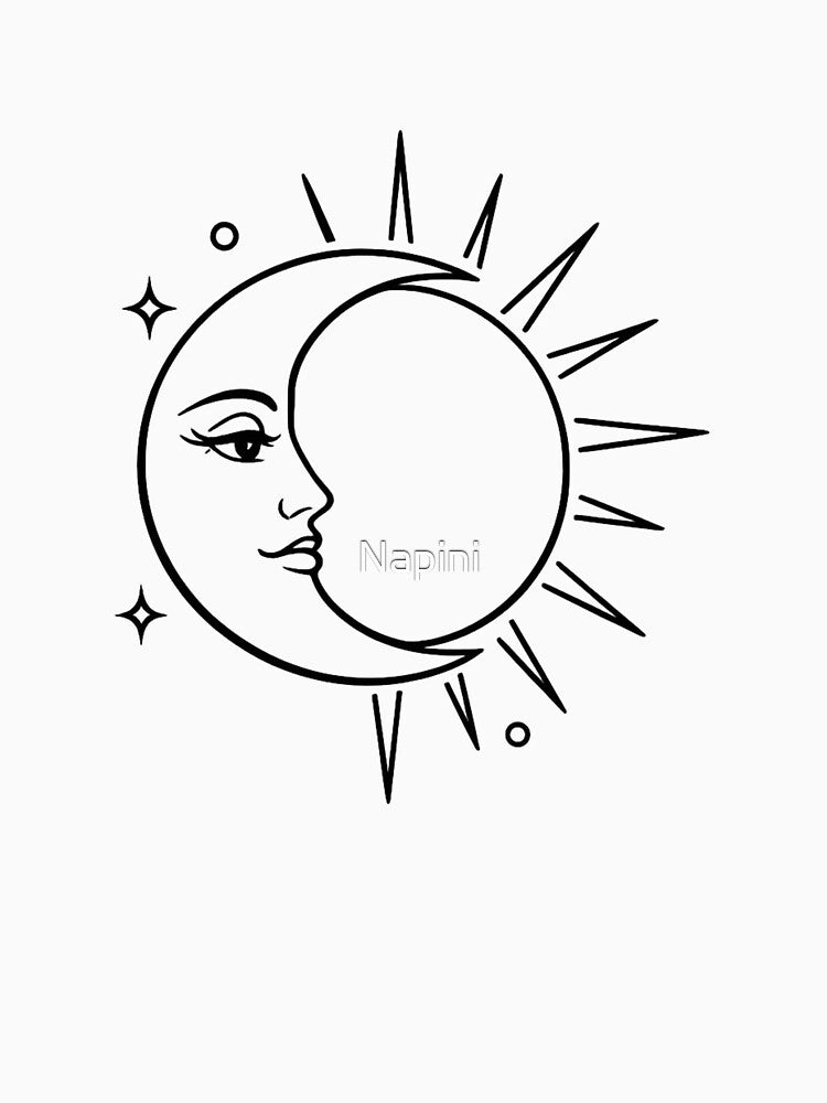 Crescent Sun Face – Minimal Cosmic Portrait by Napini