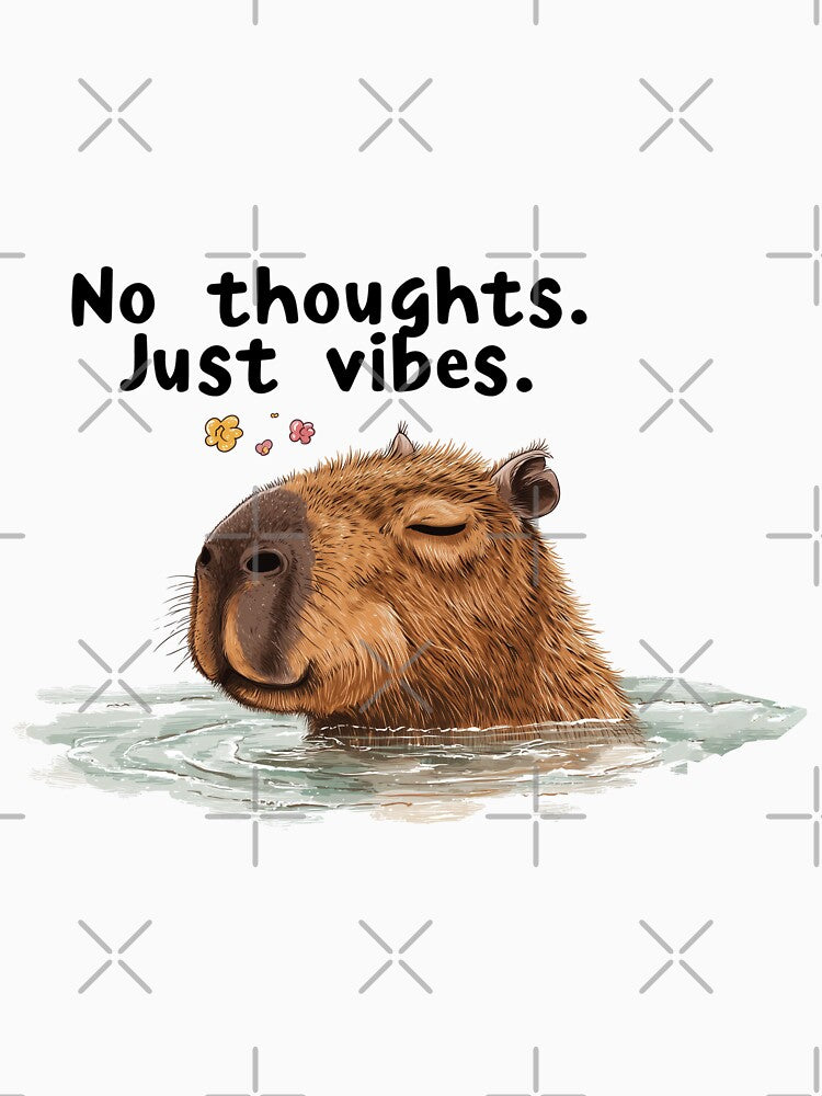 Funny Meme - No Thoughts Just Vibes - Chill Capybara Zen by hamishby