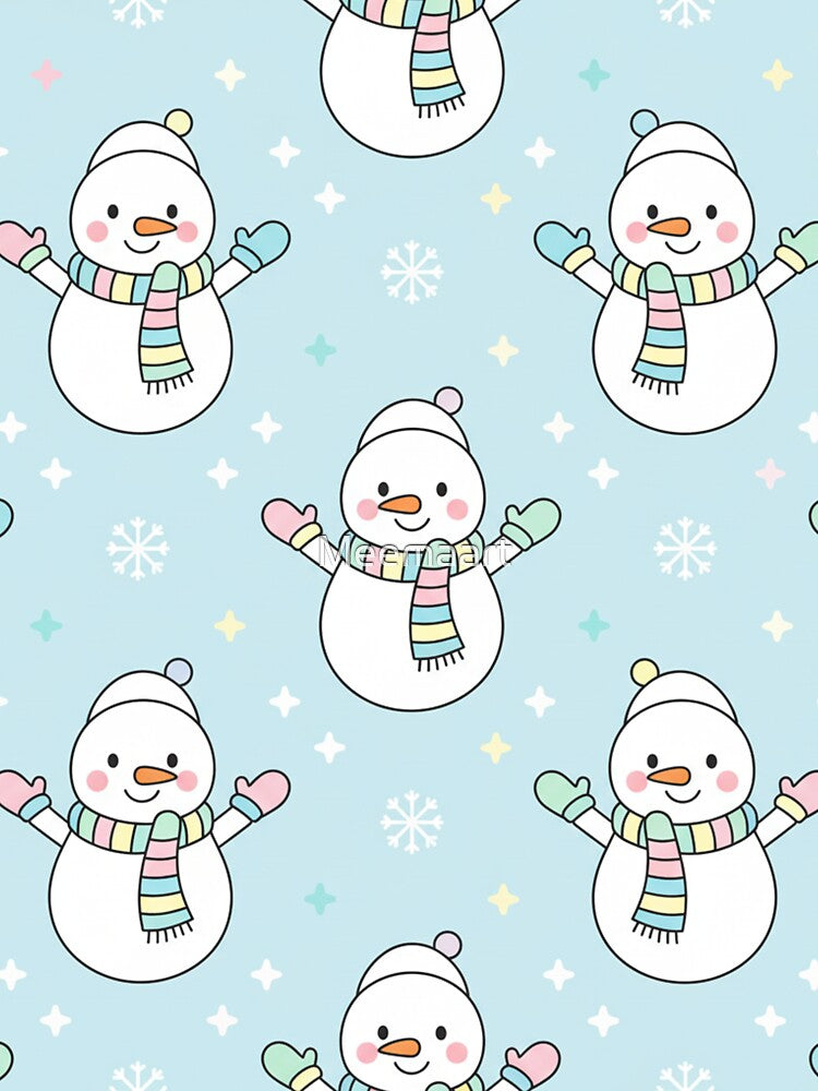 Cute seamless pattern with snowmen by Meemaart