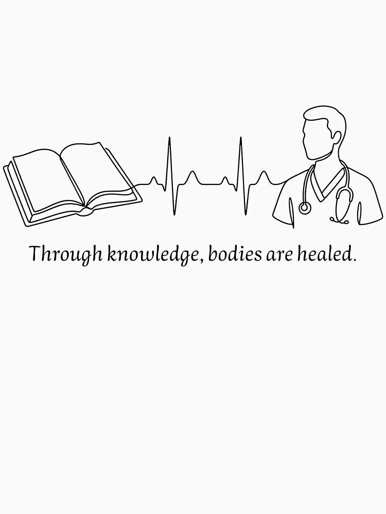 Minimalist Doctor Heartbeat Line Art - Med School by sanorastyle
