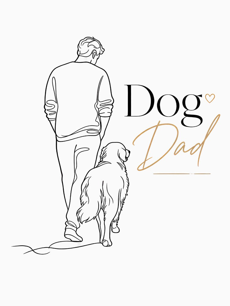 Minimalist Line Art Golden Retriever Dog Dad T-Shirt Sticker by Ashley critters