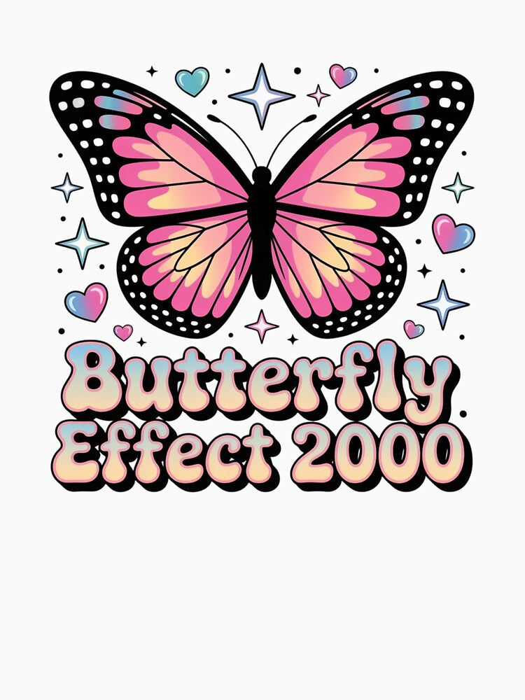 Y2K Glowing Pink Butterfly Effect 2000 - Chrome Wings & Neon Sparkle by mo-carnival