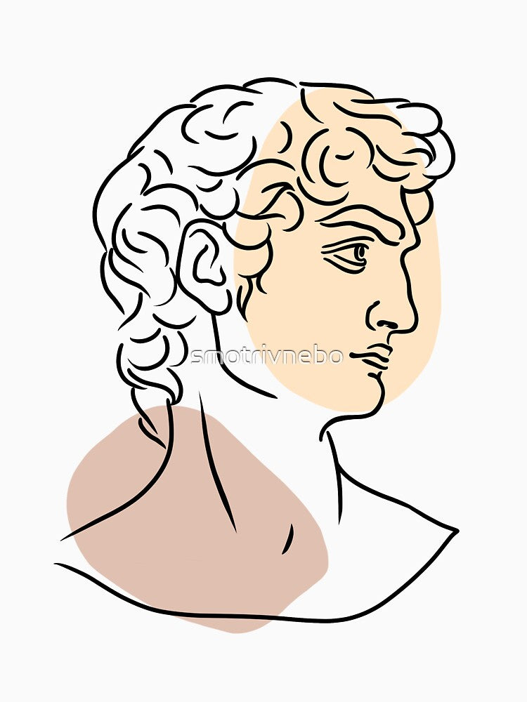 Ancient Greek Statue David Line Art. Male figure. Line portrait by smotrivnebo