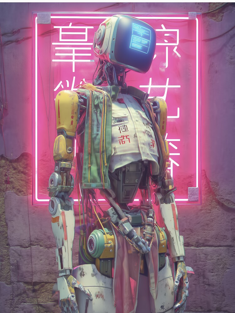 Neon Chrome Sentinel by Retro Type