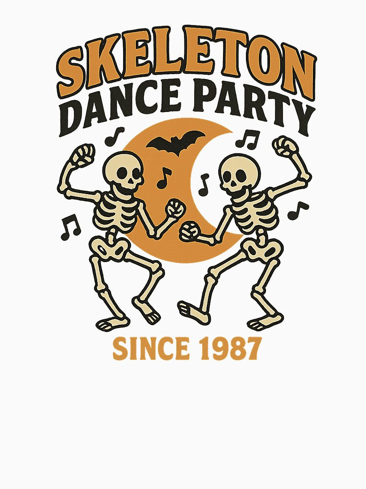 Retro Skeleton Dance Party Halloween Graphic – Vintage 1987 Spooky Clipart for T-Shirts & Stickers by HAFIZ-DP