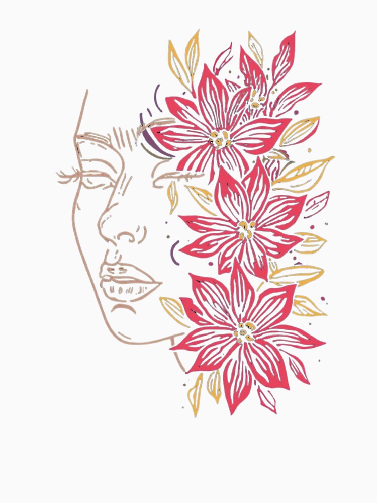 Floral Woman Face Line Art - Abstract Beauty Illustration. by LunaPrintCo