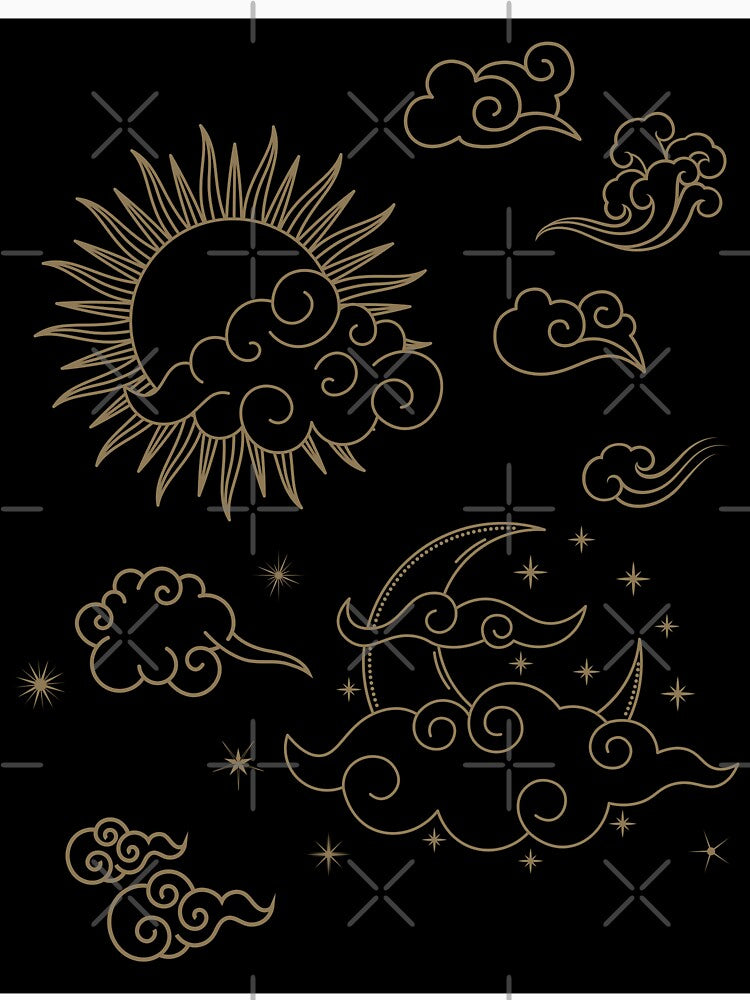 sun and moon celestial abstract line art by cutecrazytshirt