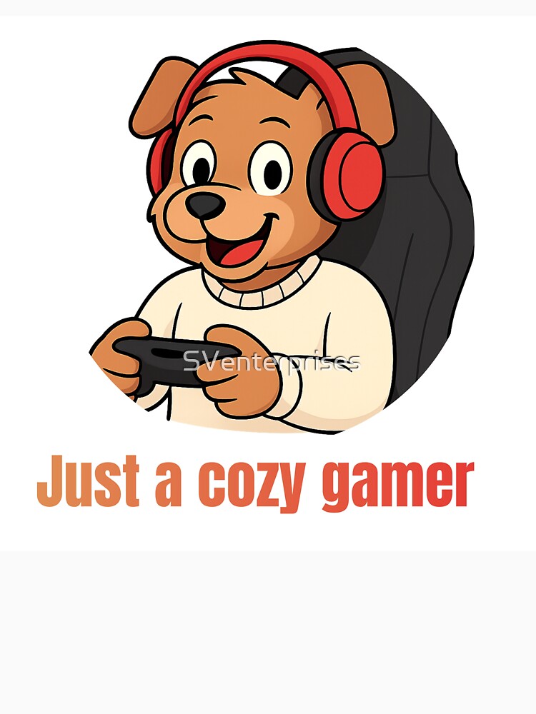 Cozy Gamer Dog with Headphones Cute Gaming Cartoon by SVenterprises