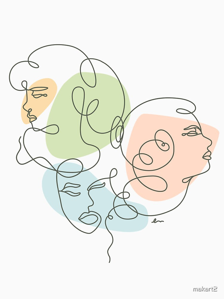 Linear Art Abstract Portrait Three Girls by makart2