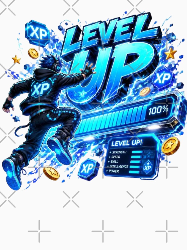 LEVEL UP Gaming Sticker | Neon Esports Graffiti Gamer Design by Stylestickers55