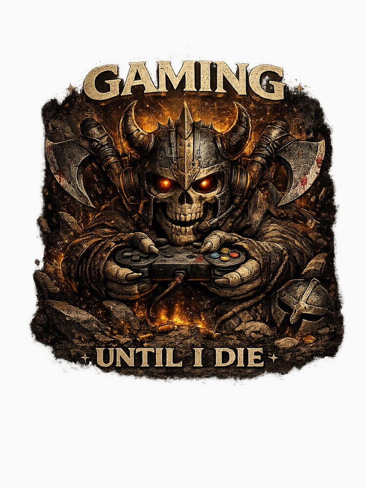 Gaming Until I Die Skeleton Warrior by neonvael