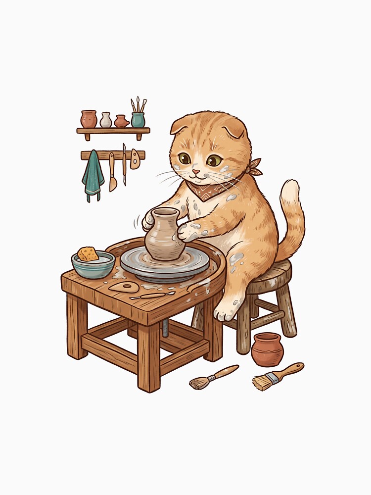 Scottish Fold Pottery Artisan Cute Ceramics Sculptor Clay Craft by PictoVibe