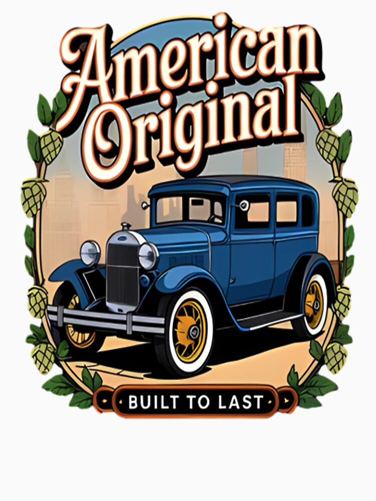 Model A blue Vintage American Classic Car by HyphThonia