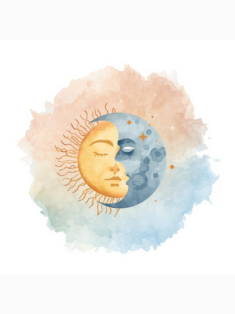 Sun and Moon Celestial Illustration – Mystical Aesthetic Art by Saynix