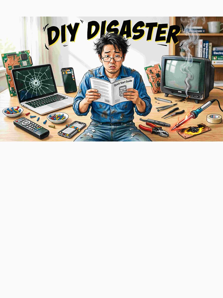 DIY Disaster - Electronics Repair Fail Funny Cartoon by Petringo