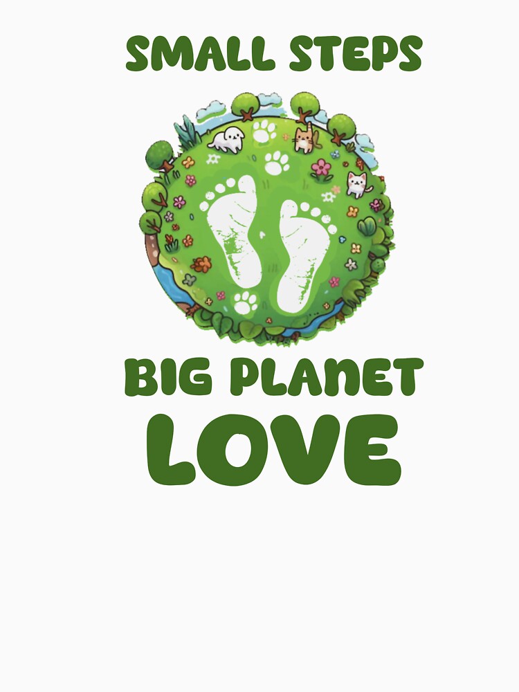 Small Steps Big Planet Love - Retro Eco-Friendly Earth Day by Abibless1998