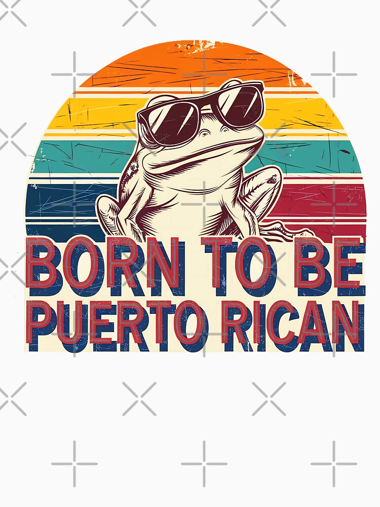 Vintage Sunburst Frog Design – Born to Be Puerto Rican Retro-Inspired Graphic Art by marvinismyname