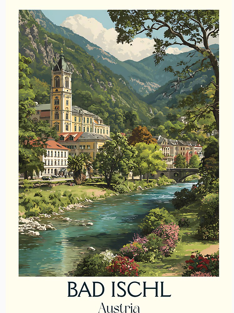 Bad Ischl Austria Vintage Travel Poster - Imperial Spa Retreat by TuncGK