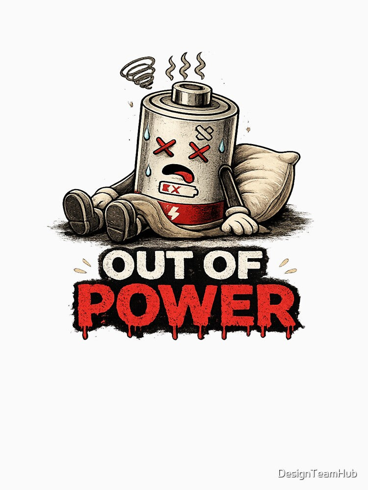 Out of Power Shirt – Dead Battery Tee by DesignTeamHub