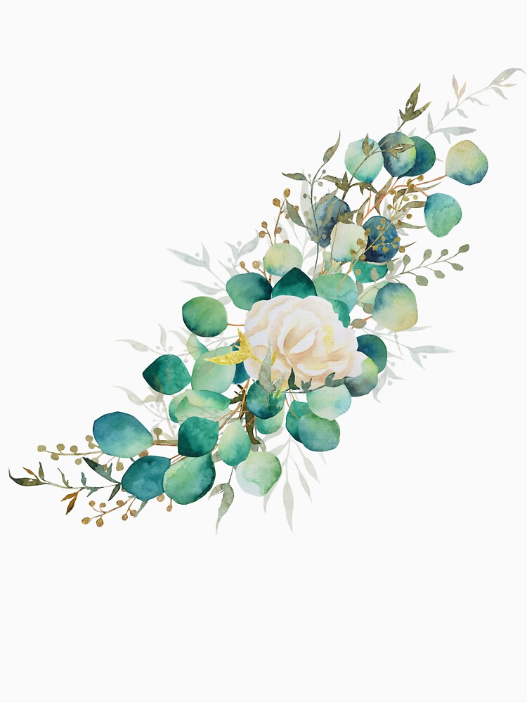 Arrangement of eucalyptus and eustoma branches watercolor leaves by Createssy