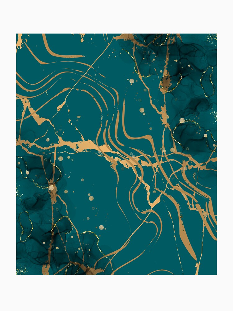 Dark Teal Marble with Gold by MindedInc