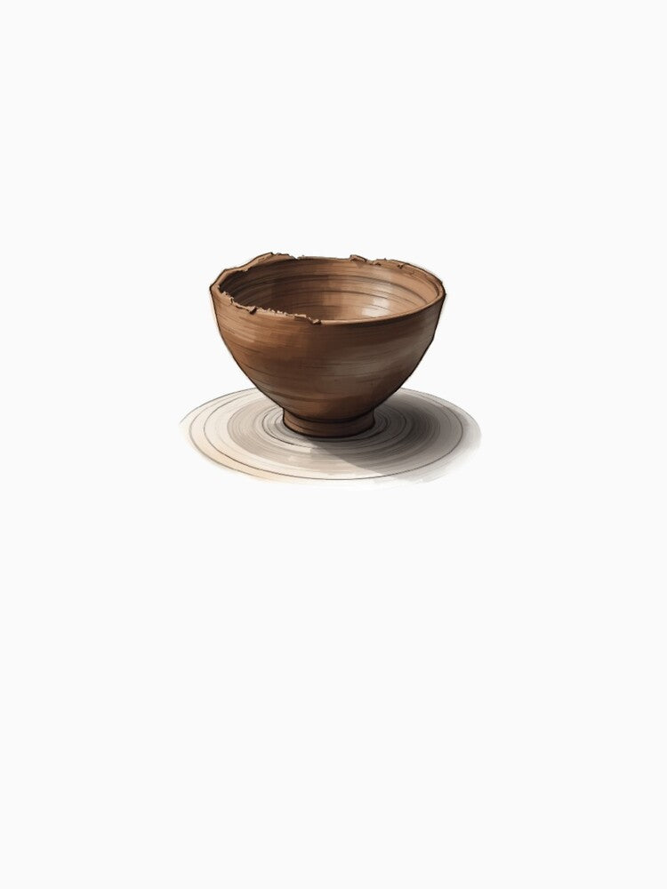 Rustic Pottery Clay Bowl Ceramic Wheel Illustration by ByKayaPrints