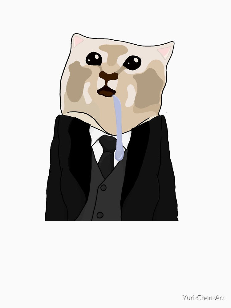 Drooling cat in suit by Yuri-Chan-Art