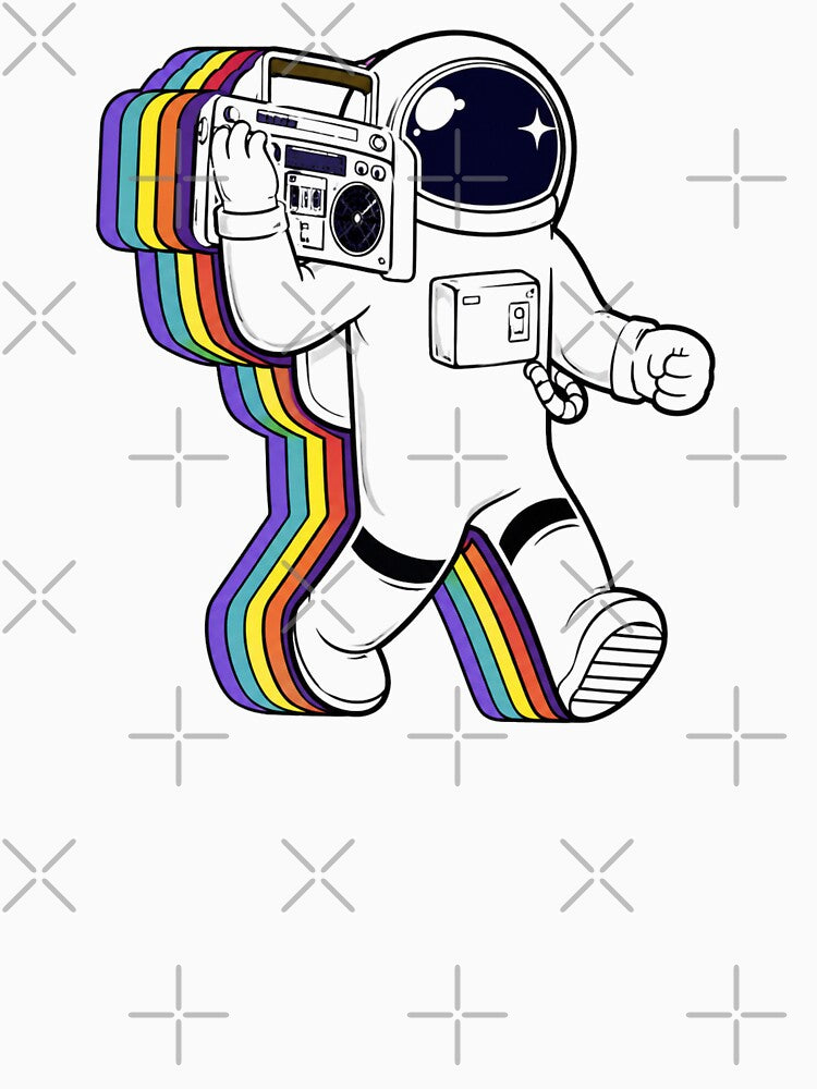 Retro Astronaut With Vintage Boombox by thesmokeydogs