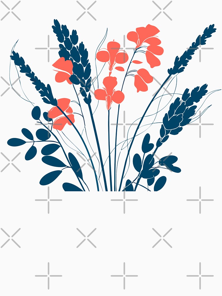 coral blue wildflower bouquet by Lydyb-creations