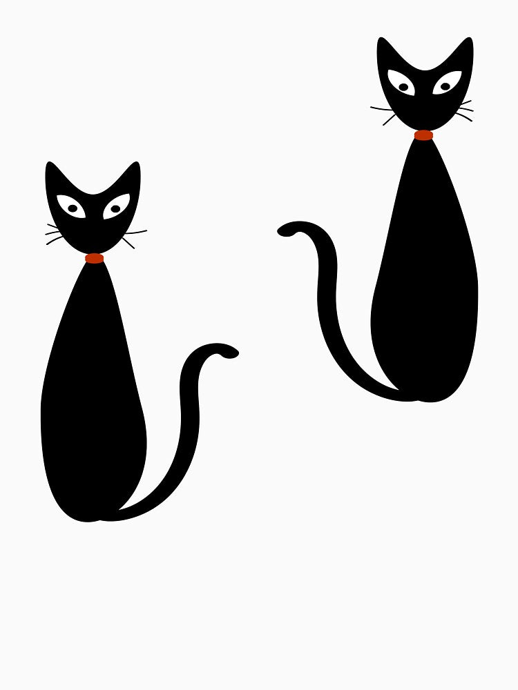 Mid Century Modern Black Atomic Cats by CreatifyArtHub