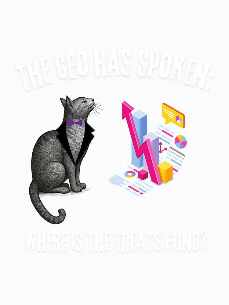 Funny Office Cat CEO Budget Crisis Marketing Humor by ContigoART
