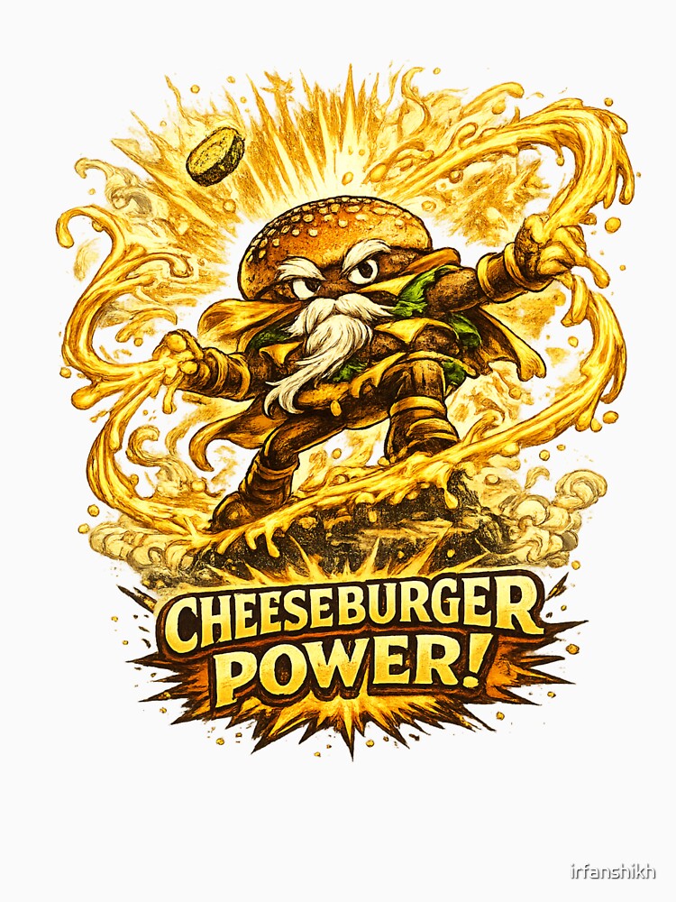 Cheeseburger Power Super Hero Burger Vintage Graphic by irfanshikh