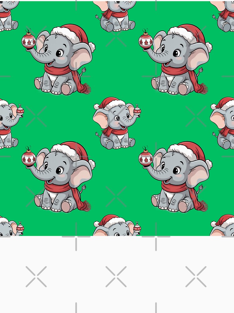 Kawaii Christmas Elephant Repeating Pattern by Grang Art Artistic Designs