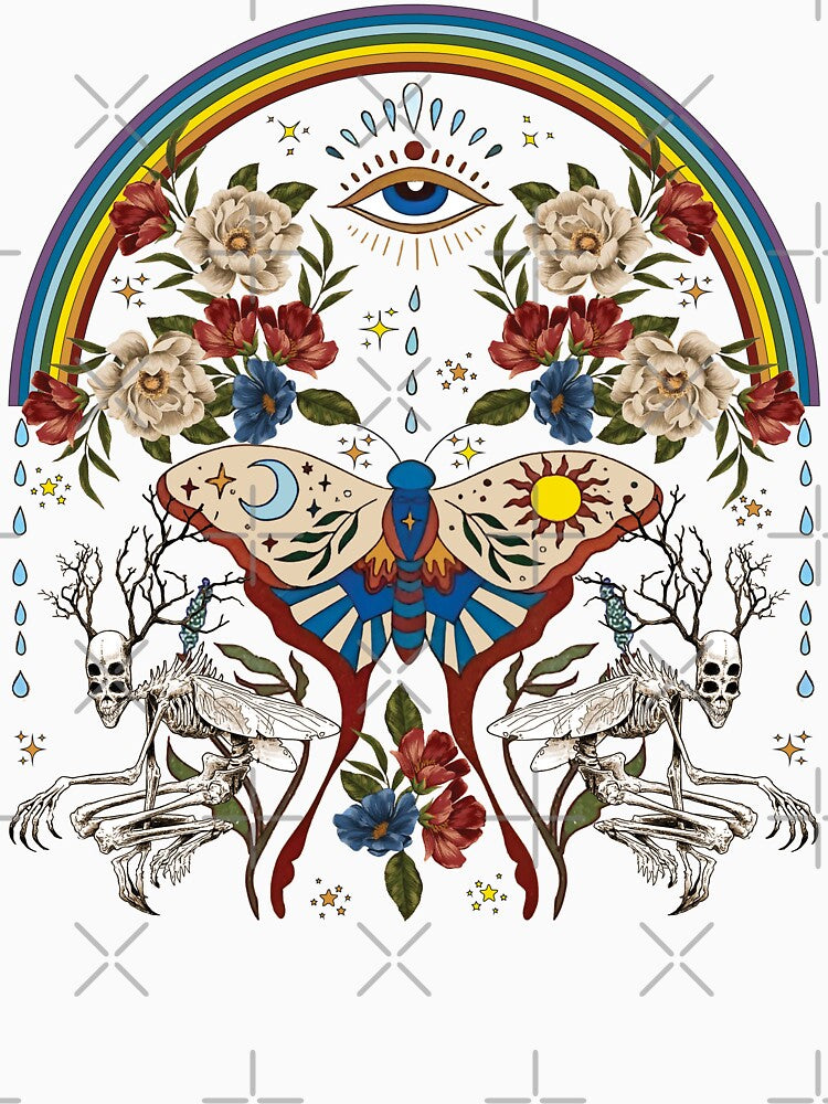 Moth Skeleton Rainbow Woodland by Everpop