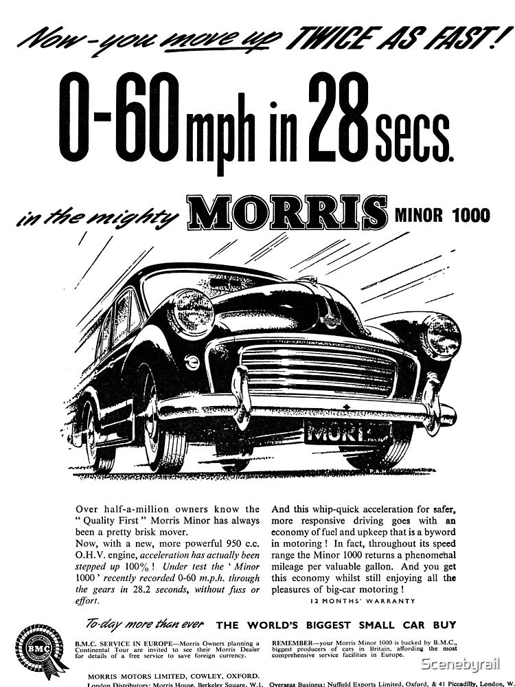 Morris Minor classic car advert, 1957 by Random Railways