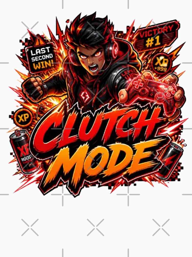 CLUTCH MODE Gaming Sticker | Neon Esports Streetwear Graphic Design by Stylestickers55