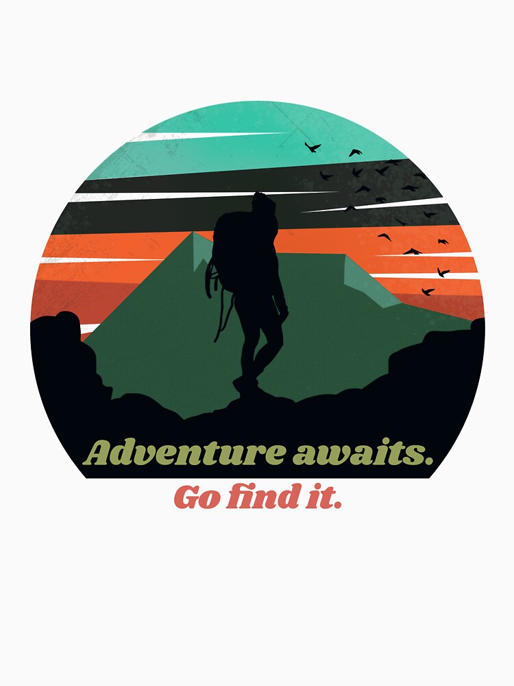 Adventure Hiking Quote - Adventure awaits. Go find it. by ThreadMosaicCo